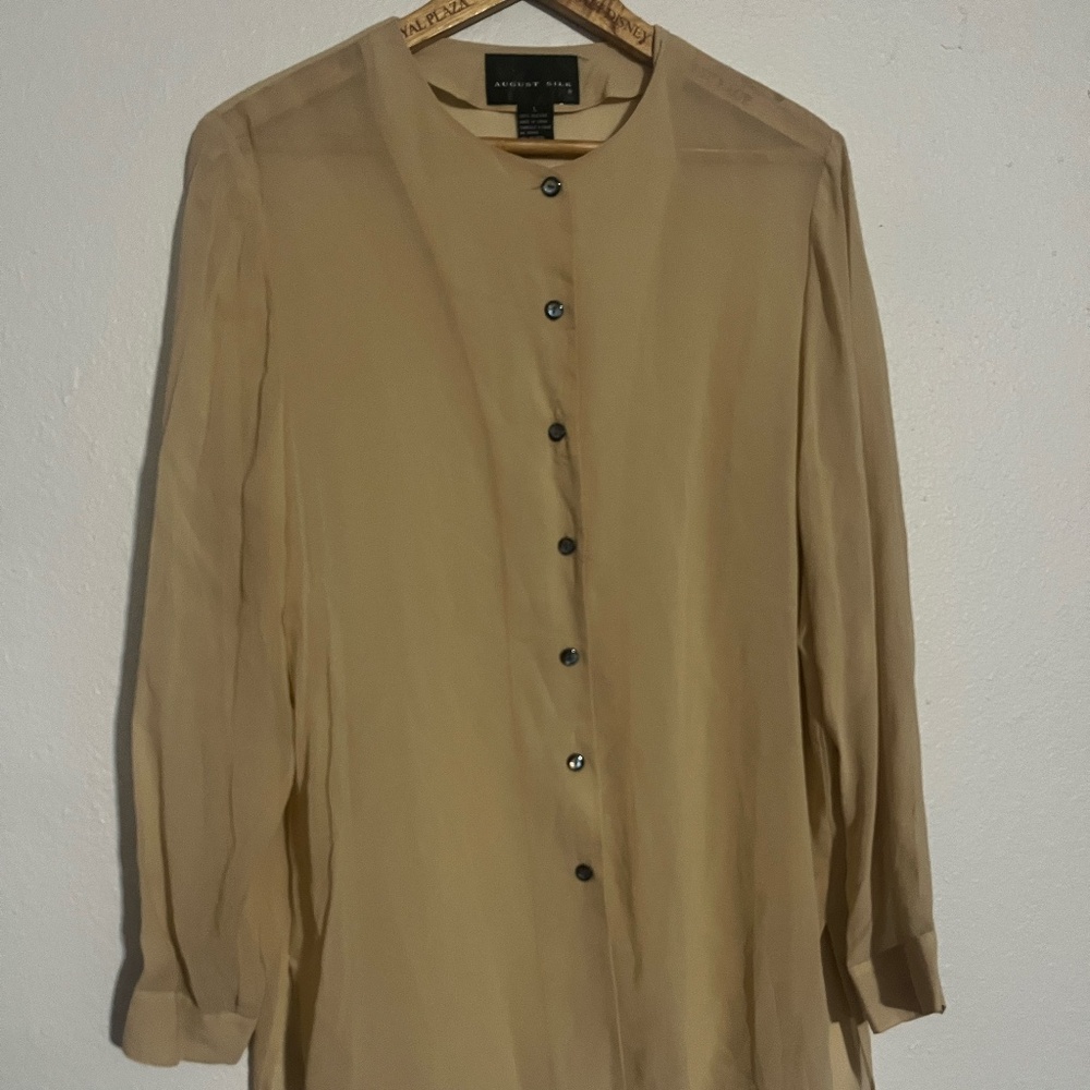 August Silk | 100% Silk | Sheer Button Down